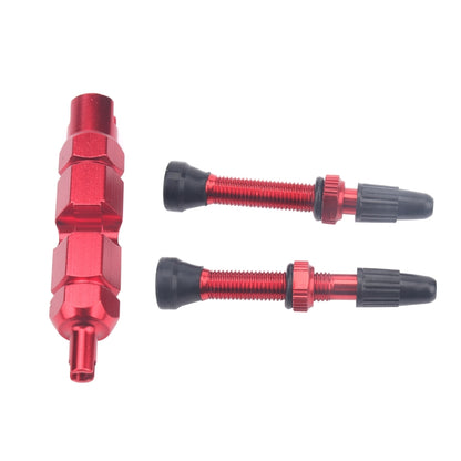 A5592 2 PCS 40mm Red French Tubeless Valve Core with Red Disassembly Tool for Road Bike - Outdoor & Sports by buy2fix | Online Shopping UK | buy2fix