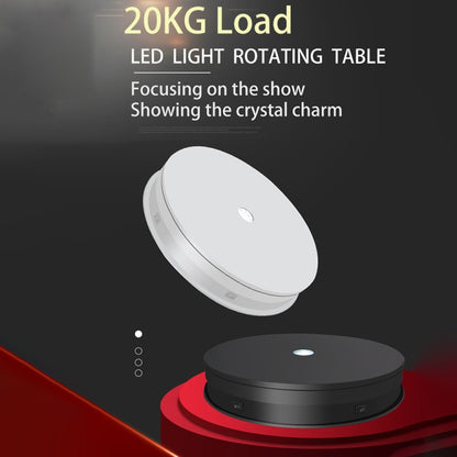 20cm Electric Rotating Turntable Display Stand LED Light Video Shooting Props Turntable, Power Plug:110V US Plug(White) - Camera Accessories by buy2fix | Online Shopping UK | buy2fix