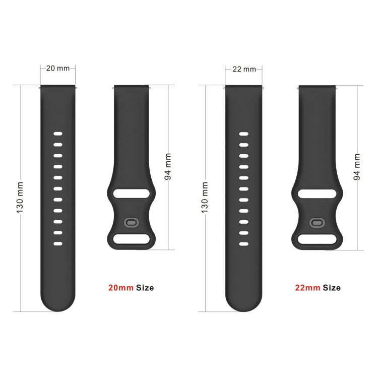 22mm For Apex 46mm /  Apex Pro / Ticwatch Pro 3 Universal Inner Back Buckle Perforation Silicone Watch Band(Black) - Watch Bands by buy2fix | Online Shopping UK | buy2fix