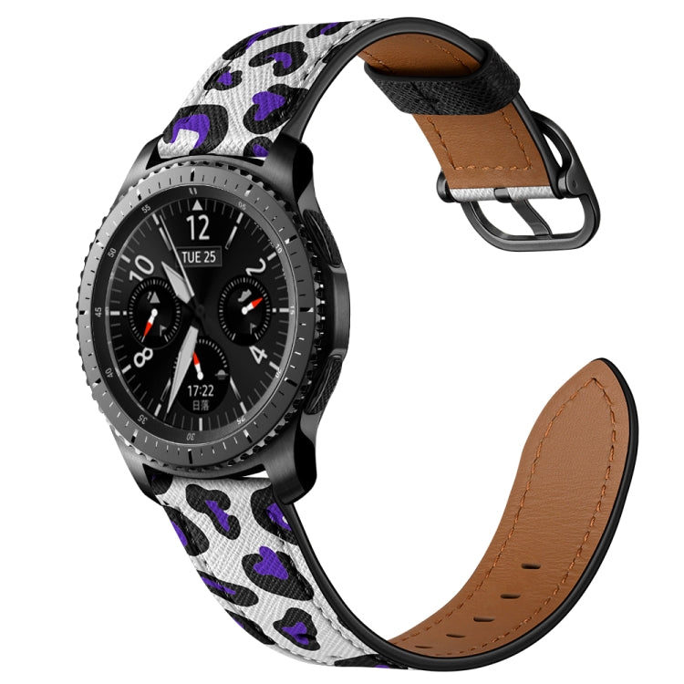 22mm For Xiaomi Haylou RT RS3 LS04 / LS05S Universal Printed Leather Watch Band(Purple Leopard) - Watch Bands by MIJOBS | Online Shopping UK | buy2fix