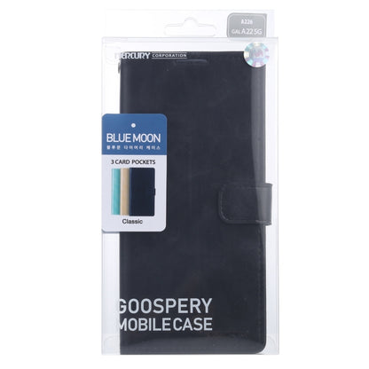 For Samsung Galaxy A22 5G GOOSPERY BLUE MOON Crazy Horse Texture Horizontal Flip Leather Case with Holder & Card Slot & Wallet(Black) - Galaxy Phone Cases by GOOSPERY | Online Shopping UK | buy2fix