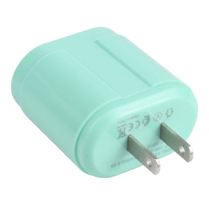 13-22 2.1A Dual USB Macarons Travel Charger, US Plug(Green) - Mobile Accessories by buy2fix | Online Shopping UK | buy2fix