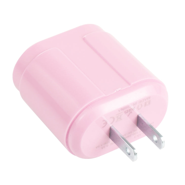 13-3 QC3.0 Single USB Interface Macarons Travel Charger, US Plug(Pink) - Mobile Accessories by buy2fix | Online Shopping UK | buy2fix