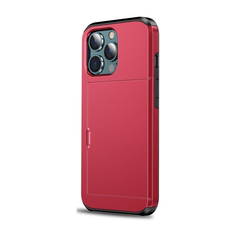 For iPhone 13 Pro Max Shockproof Armor Protective Case with Slide Card Slot (Red) - iPhone 13 Pro Max Cases by buy2fix | Online Shopping UK | buy2fix