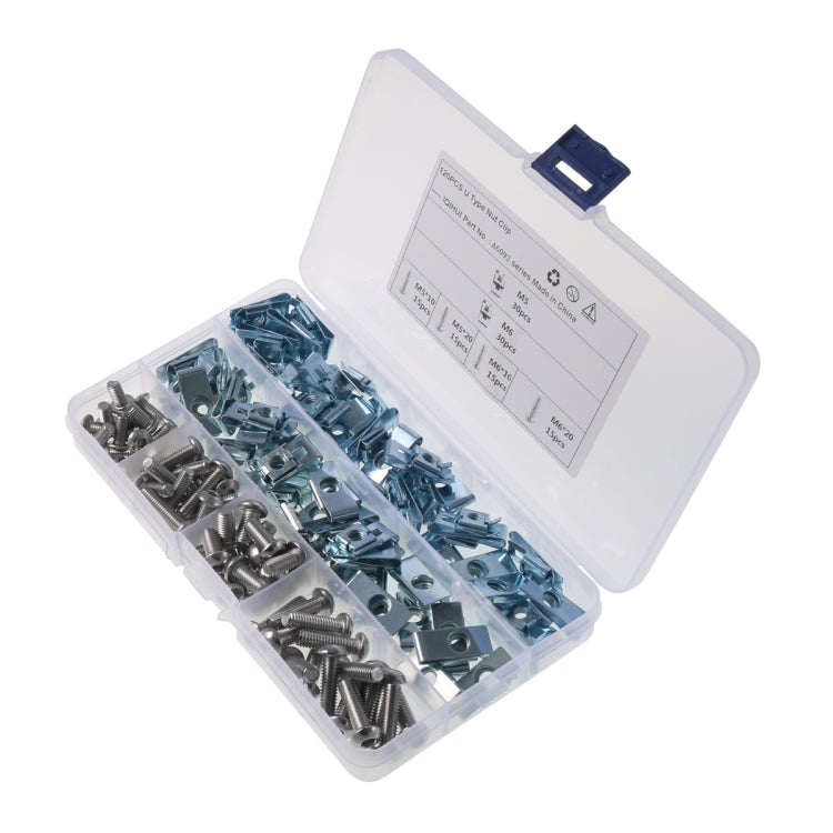 A6092 120 PCS Car M5/M6 Fastener Clips Base U-shaped Clip Nut with Screw - In Car by buy2fix | Online Shopping UK | buy2fix