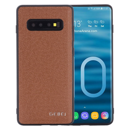 For Galaxy S10+ GEBEI Full-coverage Shockproof Leather Protective Case(Brown) - Galaxy Phone Cases by GEBEI | Online Shopping UK | buy2fix