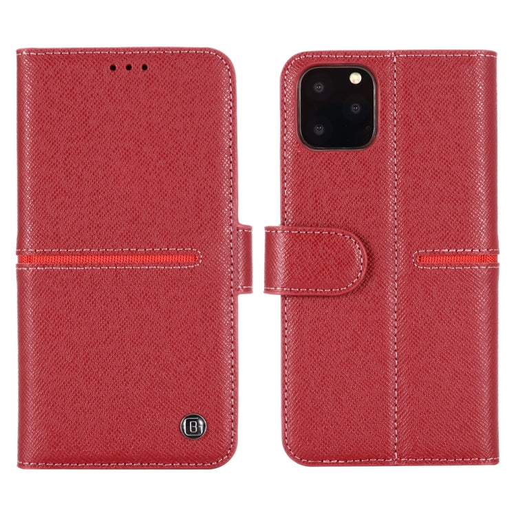 For iPhone 11 Pro Max GEBEI Top-grain Leather Horizontal Flip Protective Case with Holder & Card Slots & Wallet & Photo Frame(Red Wine) - iPhone 11 Pro Max Cases by GEBEI | Online Shopping UK | buy2fix