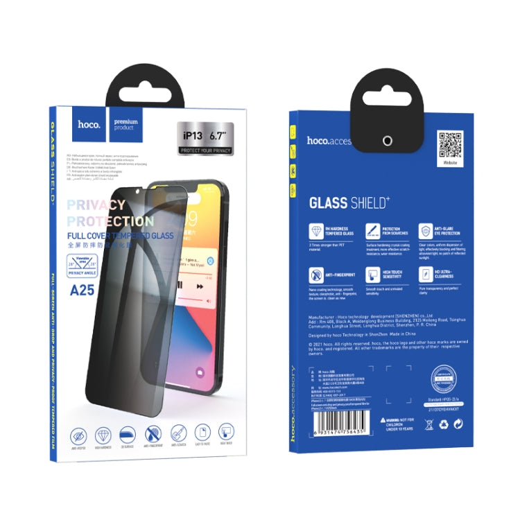 For iPhone 13 HOCO A25 0.33MM Full-screen Anti-drop And Privacy-proof Tempered Film - iPhone 13 Tempered Glass by hoco | Online Shopping UK | buy2fix