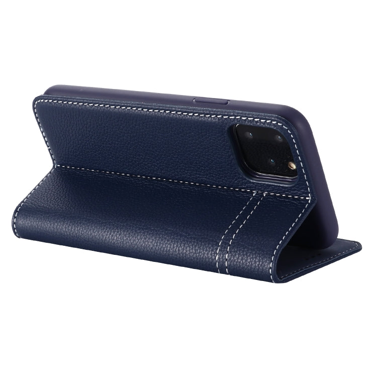 For iPhone 11 Pro GEBEI Top-grain Leather Horizontal Flip Protective Case with Holder & Card Slots(Blue) - iPhone 11 Pro Cases by GEBEI | Online Shopping UK | buy2fix