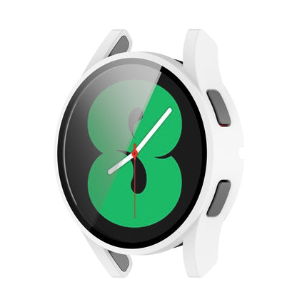 For Samsung Galaxy Watch4 40mm PC Protective Case with Tempered Glass Film(White) - Smart Wear by buy2fix | Online Shopping UK | buy2fix