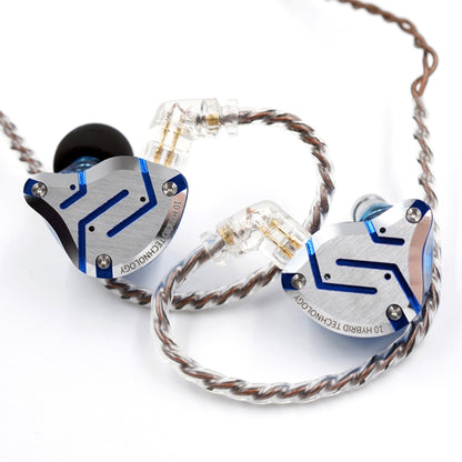 KZ ZS10 Pro 10-unit Ring Iron Gaming In-ear Wired Earphone, Standard Version(Streamer Blue) - In Ear Wired Earphone by KZ | Online Shopping UK | buy2fix