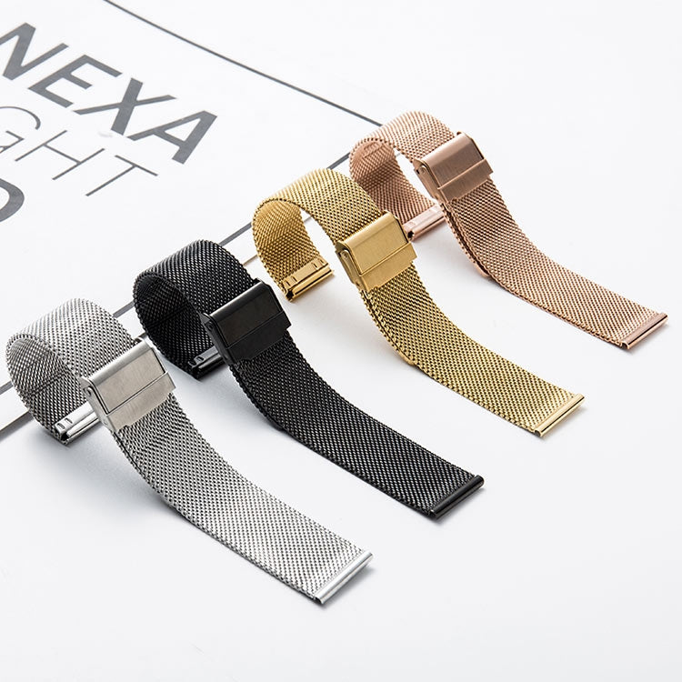20mm 304 Stainless Steel Double Buckles Watch Band(Black) - Smart Wear by buy2fix | Online Shopping UK | buy2fix