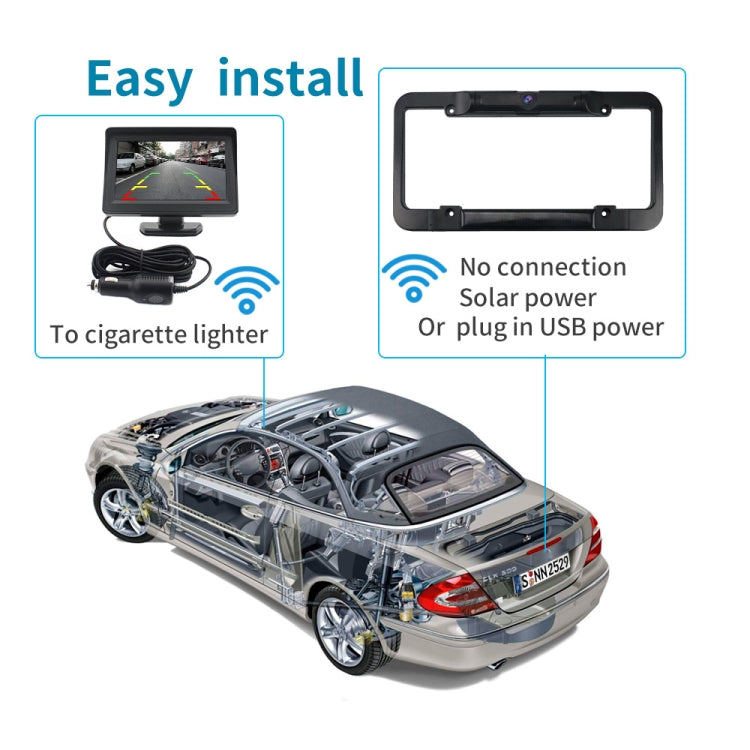 PZ620-W Car 4.3-inch Digital USA Frame Solar Wireless Reversing Image - In Car by buy2fix | Online Shopping UK | buy2fix