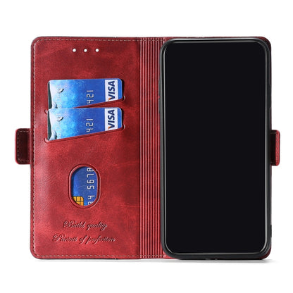 For Samsung Galaxy S22 Ultra 5G Retro Texture Contrast Color Side Buckle Horizontal Flip Leather Case with Holder & Card Slots & Wallet(Red) - Samsung Accessories by buy2fix | Online Shopping UK | buy2fix