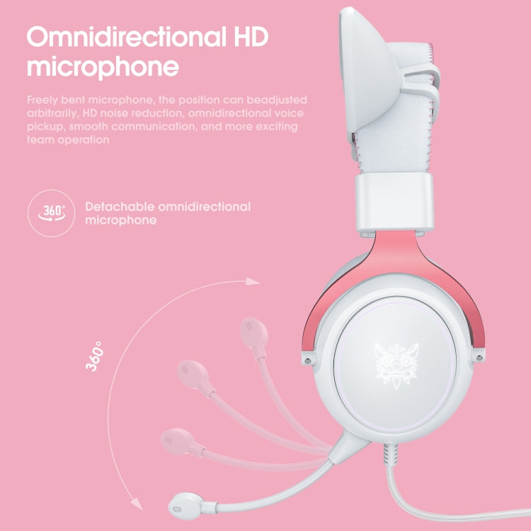 ONIKUMA X10 Car Ear LED Light Adjustable Gaming Headset with Microphone(White Pink) - Multimedia Headset by ONIKUMA | Online Shopping UK | buy2fix