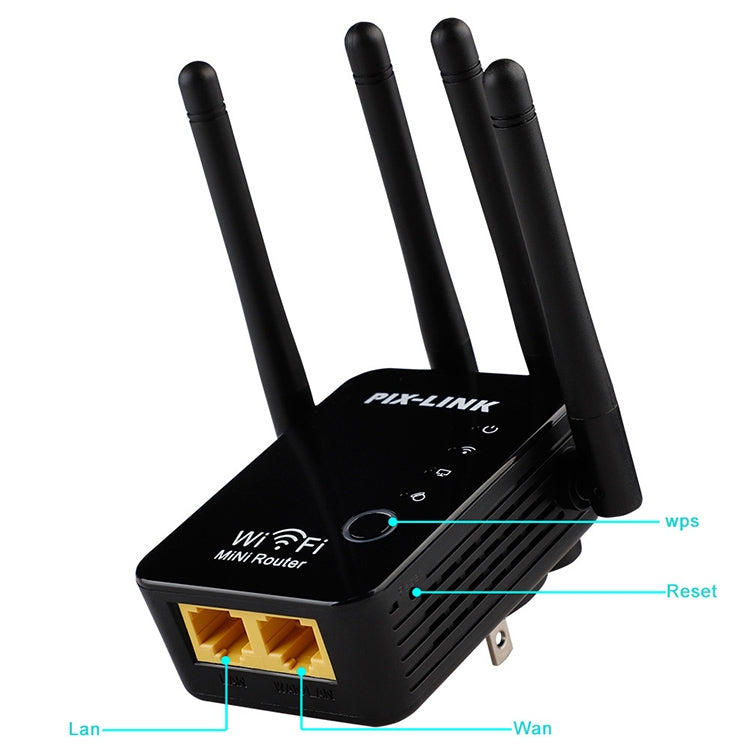 Wireless Smart WiFi Router Repeater with 4 WiFi Antennas, Plug Specification:UK Plug(Black) -  by buy2fix | Online Shopping UK | buy2fix