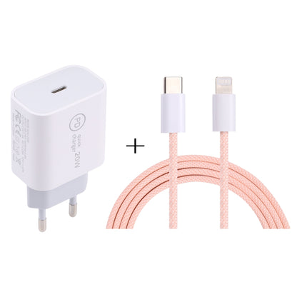 SDC-20W PD USB-C / Type-C Travel Charger + 1m 12W USB-C / Type-C to 8 Pin Data Cable Set, EU Plug(Pink) - Mobile Accessories by buy2fix | Online Shopping UK | buy2fix