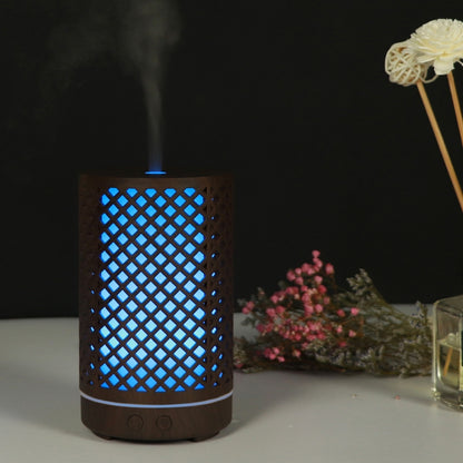 200ml Hollow-out Forest Pattern Wooden Essential Oil Aromatherapy Machine Ultrasonic Humidifier Automatic Alcohol Sprayer, Plug Specification:UK Plug(Dark Brown-1) - Home & Garden by buy2fix | Online Shopping UK | buy2fix