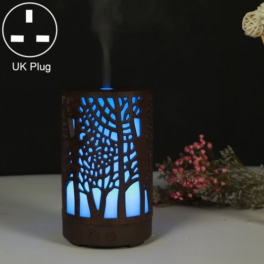 200ml Hollow-out Forest Pattern Wooden Essential Oil Aromatherapy Machine Ultrasonic Humidifier Automatic Alcohol Sprayer, Plug Specification:UK Plug(Dark Brown-3) - Home & Garden by buy2fix | Online Shopping UK | buy2fix