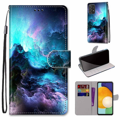 For Samsung Galaxy A53 5G Coloured Drawing Cross Texture Horizontal Flip Leather Phone Case with Holder & Card Slots & Wallet & Lanyard(Colorful Clouds) - Samsung Accessories by buy2fix | Online Shopping UK | buy2fix