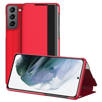 For Samsung Galaxy S22+ 5G Window View Leather Phone Case(Red) - Galaxy S22+ 5G Cases by buy2fix | Online Shopping UK | buy2fix