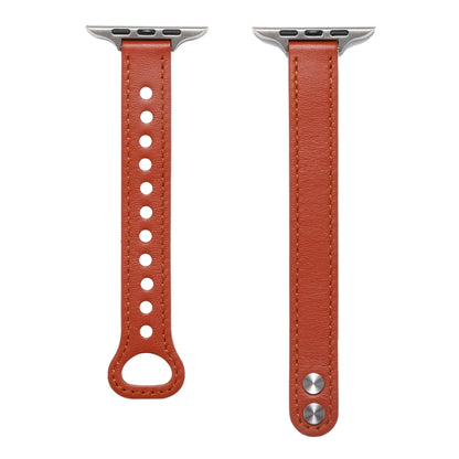 Double Rivets Leather Watch Band for Apple Watch Series 9&8&7 41mm / SE 3&SE 2&6&SE&5&4 40mm / 3&2&1 38mm(White) - Watch Bands by buy2fix | Online Shopping UK | buy2fix