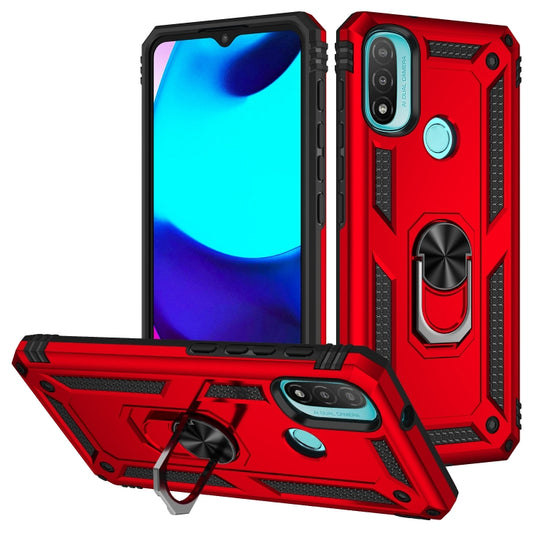 For Motorola Moto E20 / E30 / E40 Shockproof TPU + PC Holder Phone Case(Red) - Motorola Cases by buy2fix | Online Shopping UK | buy2fix
