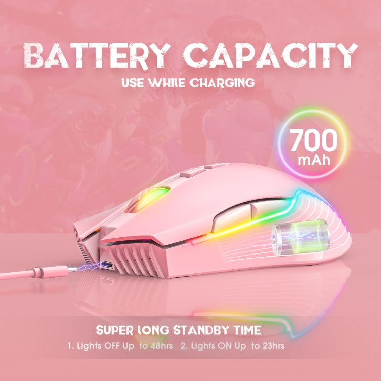 ONIKUMA CW905 2.4G RGB Lighting Wireless Mouse(Pink) - Wireless Mice by ONIKUMA | Online Shopping UK | buy2fix