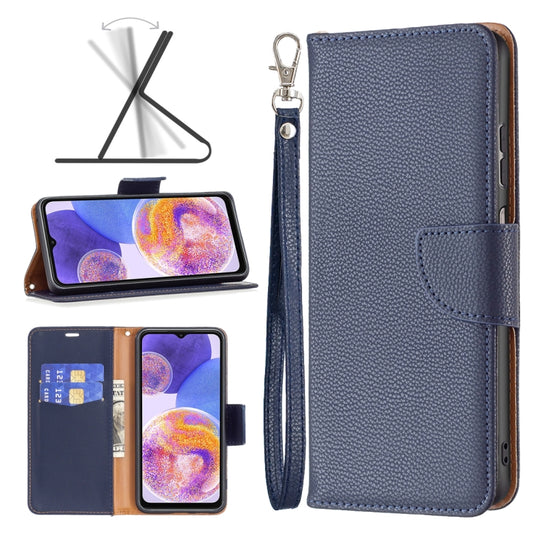 For Samsung Galaxy A23 5G Litchi Texture Pure Color Leather Phone Case(Dark Blue) - Samsung Accessories by buy2fix | Online Shopping UK | buy2fix