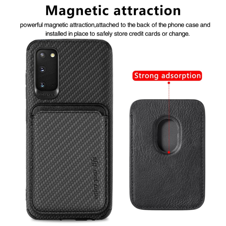 For Samsung Galaxy S20 Carbon Fiber Leather Card Magsafe Phone Case(Black) - Galaxy Phone Cases by buy2fix | Online Shopping UK | buy2fix