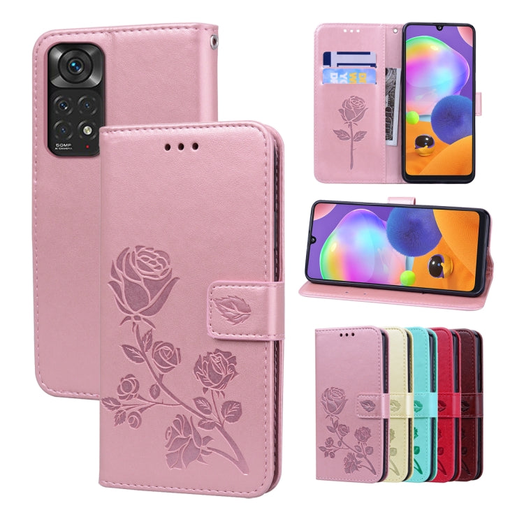 For Redmi Note 11 Global Version / Note 11S 4G Global Version Rose Embossed Leather Phone Case(Rose Gold) - Xiaomi Accessories by buy2fix | Online Shopping UK | buy2fix
