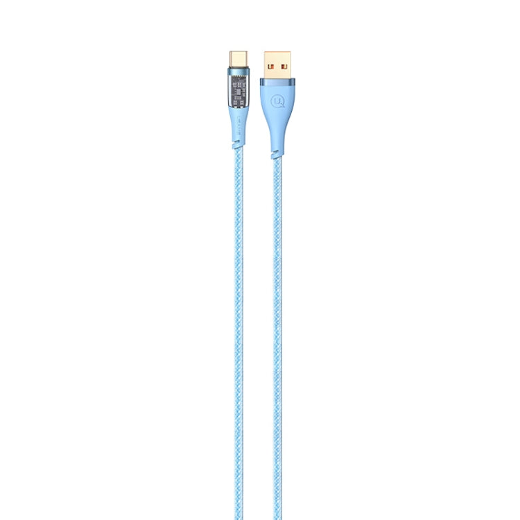 USAMS US-SJ572 Type-C / USB-C 66W Aluminum Alloy Transparent Charging Cata Cable, Length: 1.2m(Blue) -  by USAMS | Online Shopping UK | buy2fix