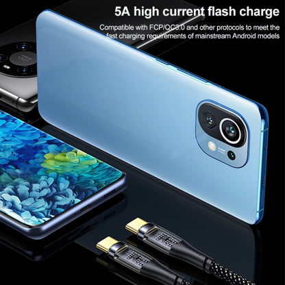 USAMS US-SJ574 Type-C / USB-C to Type-C / USB-C PD 100W Aluminum Alloy Transparent Charging Cata Cable, Length: 1.2m(Blue) -  by USAMS | Online Shopping UK | buy2fix