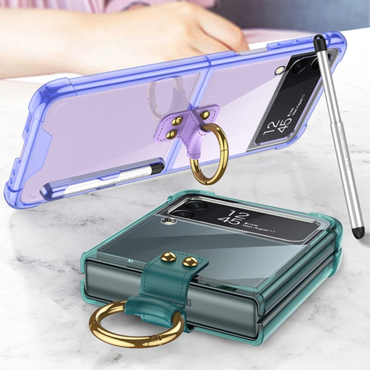 For Samsung Galaxy Z Flip3 5G GKK Shockproof Airbag Phone Case with Ring Holder & Stylus Pen(Transparent) - Galaxy Phone Cases by GKK | Online Shopping UK | buy2fix