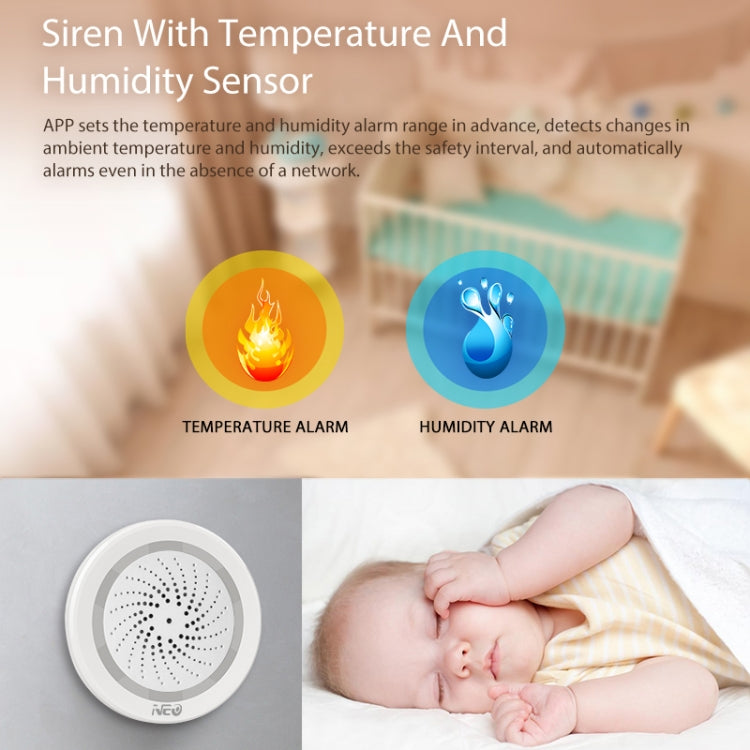 NEO NAS-AB02WT WiFi USB Siren Alarm with Temperature & Humidity Sensor - Security by NEO | Online Shopping UK | buy2fix