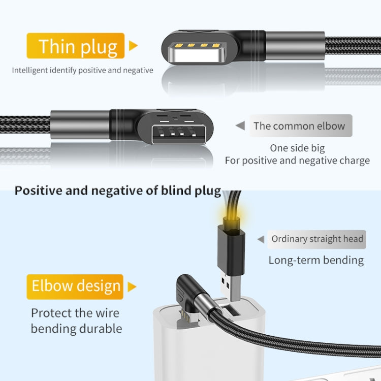 3A USB to USB-C/Type-C Double Elbow Charging Cable(0.5m) -  by buy2fix | Online Shopping UK | buy2fix