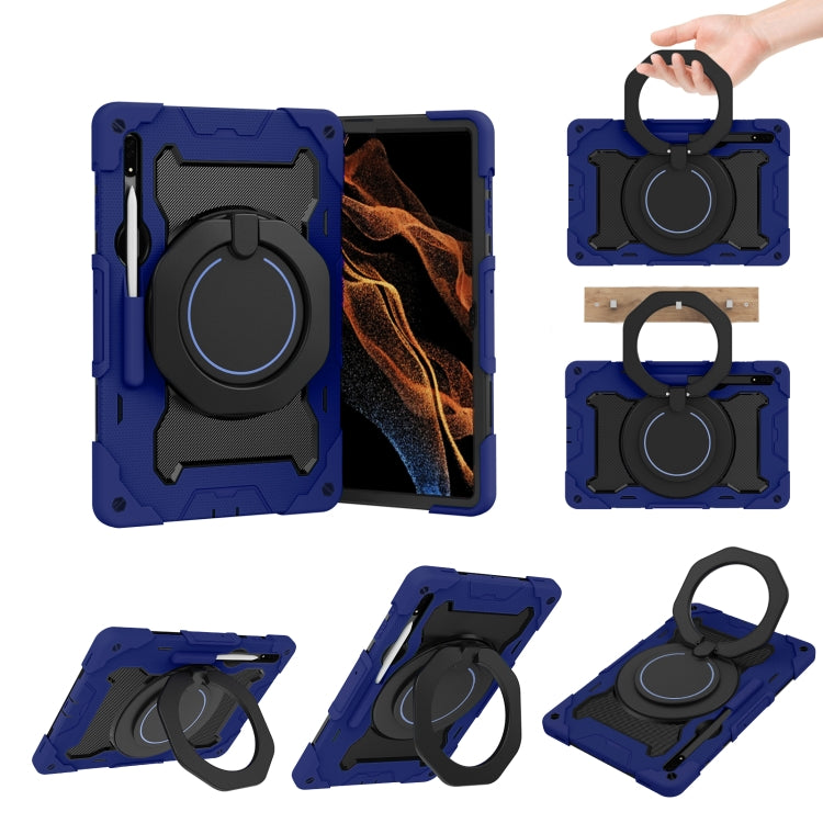 For Samsung Galaxy Tab S8 Ultra Armor Contrast Color Silicone + PC Tablet Case(Navy Blue) - Galaxy Tab S8 Ultra Cases by buy2fix | Online Shopping UK | buy2fix