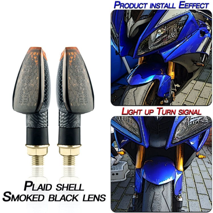 2 PCS KC025 Motorcycle 14LED Turn Signal Light(Lattice Shell + Smoked Black Lenses) - In Car by buy2fix | Online Shopping UK | buy2fix