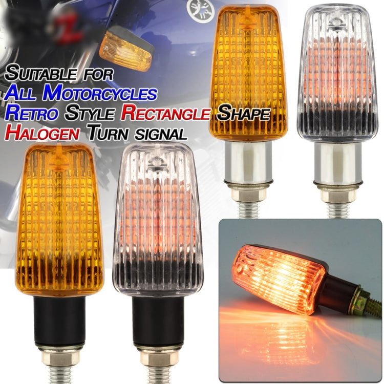 2 PCS PE-ZS102 Motorcycle Retro Style Turn Signal Light(Electroplated Silver + Yellow Light Shell) - In Car by buy2fix | Online Shopping UK | buy2fix