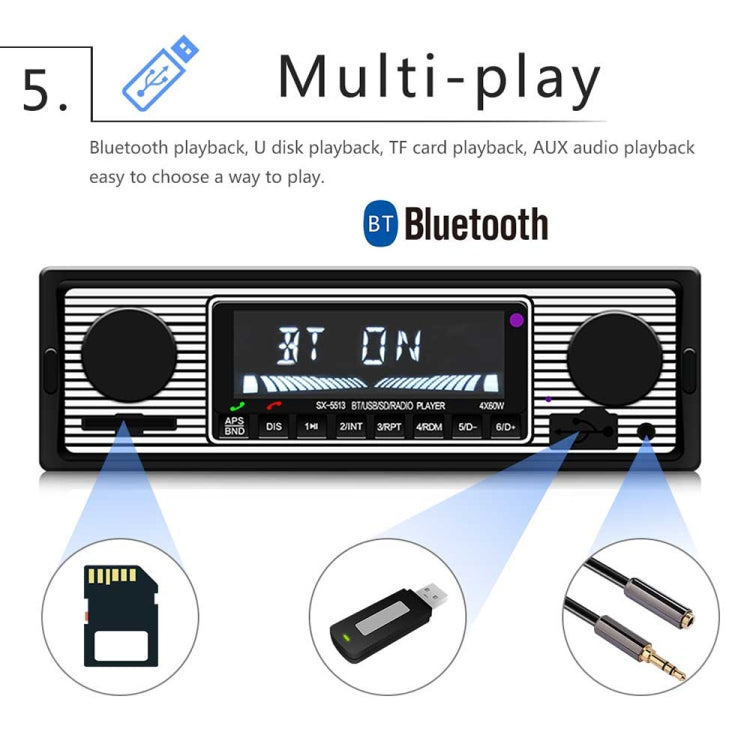 SX-5513 Car LCD Bluetooth 12V MP3 Player, Support FM / TF / U Disk - In Car by buy2fix | Online Shopping UK | buy2fix