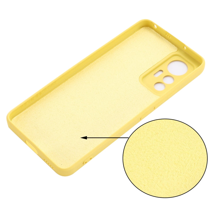 For Xiaomi 12 Lite Solid Color Liquid Silicone Full Coverage Phone Case(Yellow) - Xiaomi Accessories by buy2fix | Online Shopping UK | buy2fix