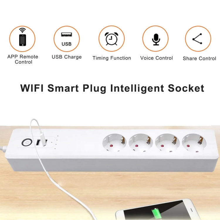 WiFi 16A SM-SO306-E 4 Holes + 2 USB Multi-purpose Smart Power Strip, EU Plug - Consumer Electronics by buy2fix | Online Shopping UK | buy2fix