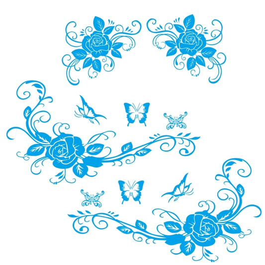 2 PCS/Set D-72 Butterfly Love Flower Pattern Car Modified Decorative Sticker(Blue) - In Car by buy2fix | Online Shopping UK | buy2fix