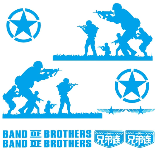 2 PCS/Set D-135 Band of Brothers Pattern Car Modified Decorative Sticker(Blue) - In Car by buy2fix | Online Shopping UK | buy2fix