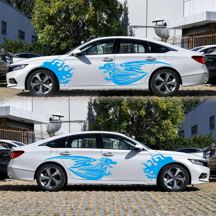 2 PCS/Set D-489 Fire-breathing Dragon Pattern Car Modified Decorative Sticker(Blue) - In Car by buy2fix | Online Shopping UK | buy2fix