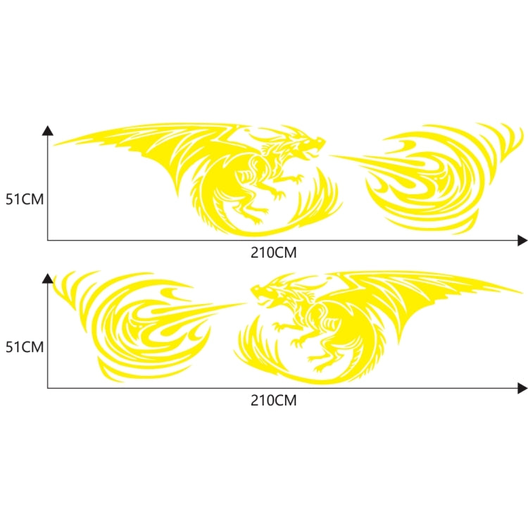 2 PCS/Set D-498 Pterosaur Spitfire Pattern Car Modified Decorative Sticker(Yellow) - In Car by buy2fix | Online Shopping UK | buy2fix