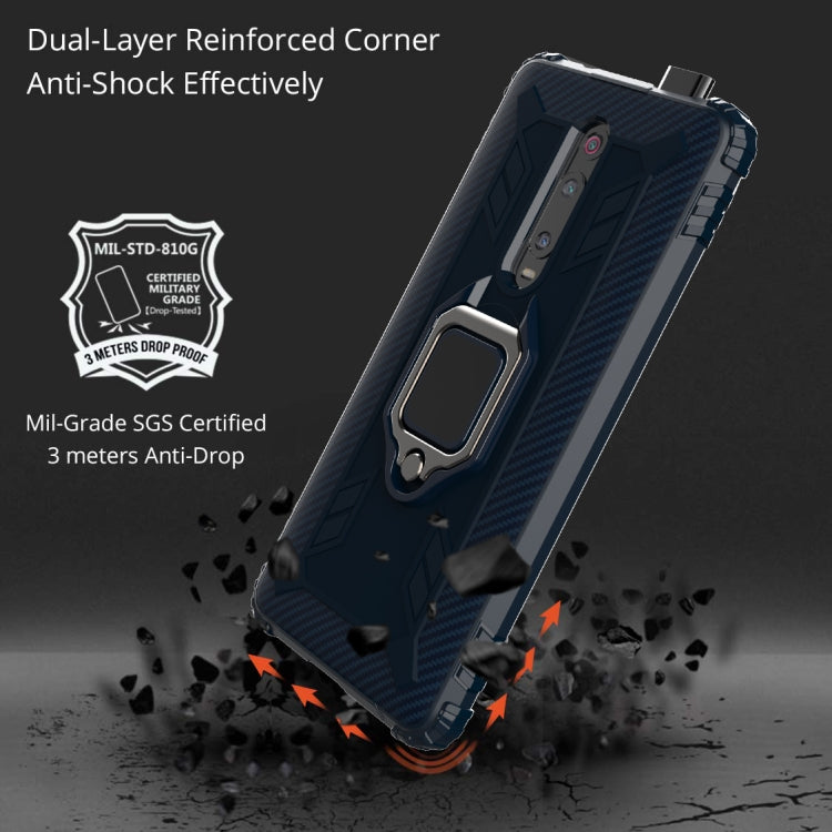 For Xiaomi 9T & 9T Pro & Redmi K20 & Redmi K20 Pro Carbon Fiber Protective Case with 360 Degree Rotating Ring Holder(Blue) - Xiaomi Accessories by buy2fix | Online Shopping UK | buy2fix