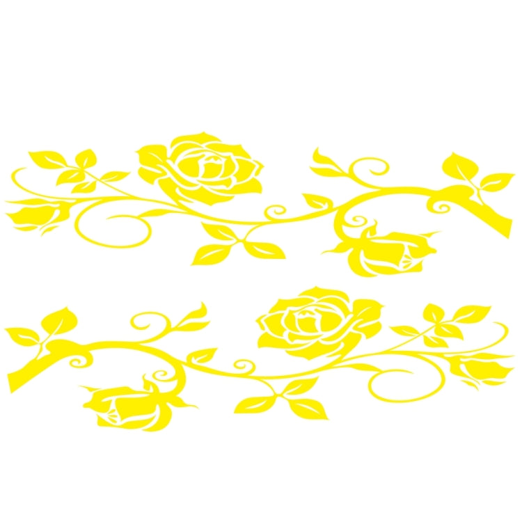 2 PCS/Set D-545 Rose Pattern Car Modified Decorative Sticker(Yellow) - In Car by buy2fix | Online Shopping UK | buy2fix