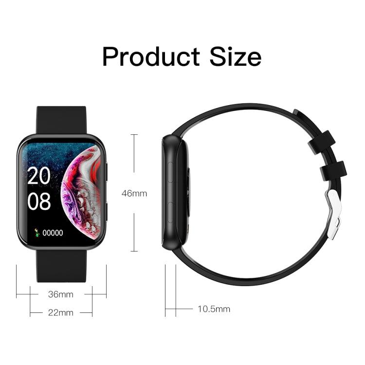 GX08 1.69 Inch Square Screen Smart Watch Supports Heart Rate Detection, Blood Pressure Detection, Blood Oxygen Detection(Black) - Smart Wear by buy2fix | Online Shopping UK | buy2fix
