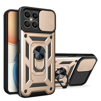 For Honor X8 Sliding Camera Design TPU + PC Phone Case(Gold) - Honor Cases by buy2fix | Online Shopping UK | buy2fix